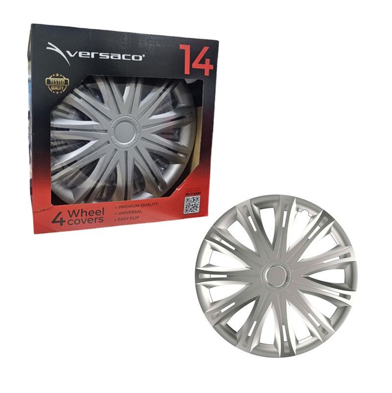Versaco Σετ Τάσια Αυτοκινήτου 4τμχ 14" Ασημί - Wheel Covers Versaco