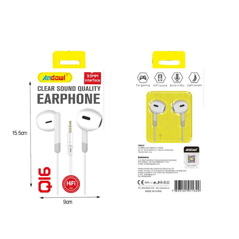 Andowl Ενσύρματα Ακουστικά με AUX 3.5mm Q16 - Earphone ANDOWL