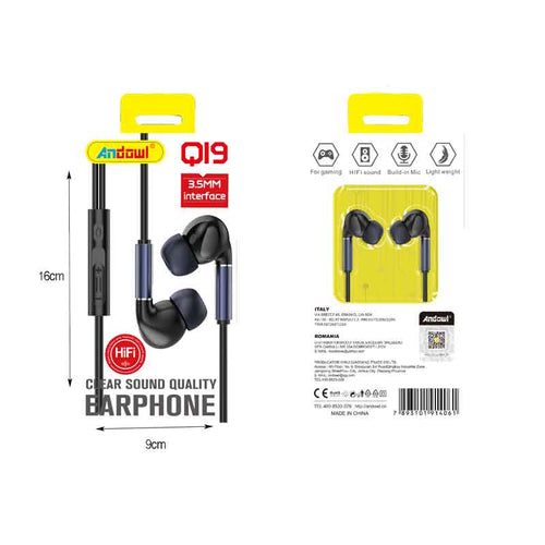 Andowl Ενσύρματα Ακουστικά με AUX 3.5mm Q19 - Earphone ANDOWL