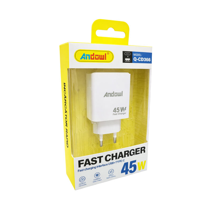 Andowl Φορτιστής 45W USB και Type-C Q-CD366 - Fast Charger OEM