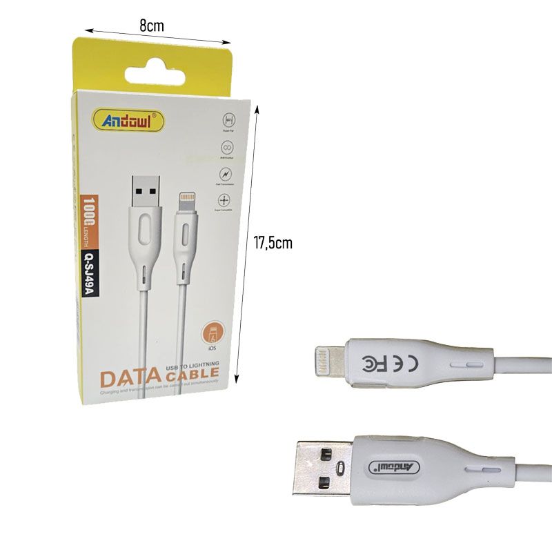 Andowl Καλώδιο Φόρτισης και Δεδομένων USB σε Lightning Q-SJ49A - USB to Lightning Data Cable OEM