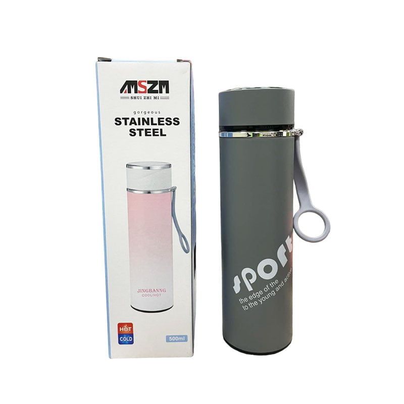 MSZM Μπουκάλι Θερμός 500mL - Stainless Steel Bottle - Γκρι MSZM
