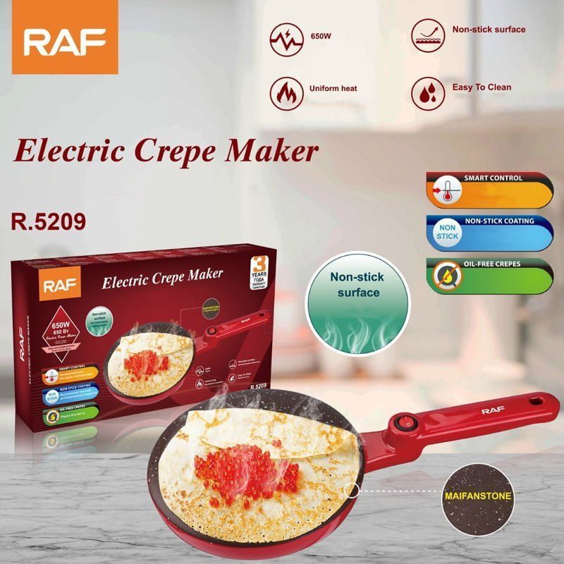 RAF Αντικολλητική Ηλεκτρική Κρεπιέρα 600W R.5209 - Electric Crepe Maker RAF
