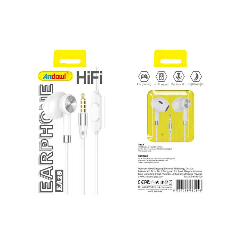 Andowl Ενσύρματα Ακουστικά με AUX 3.5mm EA28 - Earphone ANDOWL