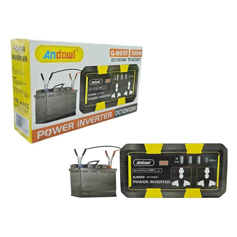 Andowl Inverter Αυτοκινήτου 300W για Μετατροπή DC12V/24V σε AC220V Q-N920 - Power Inverter ANDOWL