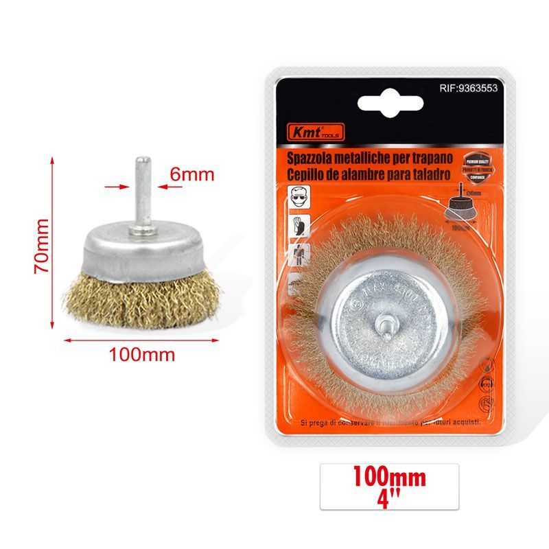 KMT Tools Συρματόβουρτσα Καμπάνα για Δράπανο 100mm Ø6mm RIF:9363553 - Drill Brush OEM