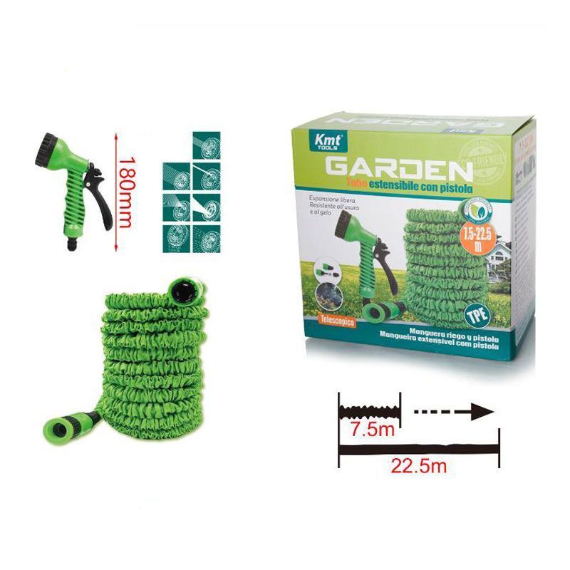 KMT Tools Επεκτεινόμενο Λάστιχο Ποτίσματος 7.5-22.5 Μέτρα Με Πιστόλι - Expandable Watering Hose With Gun KMT