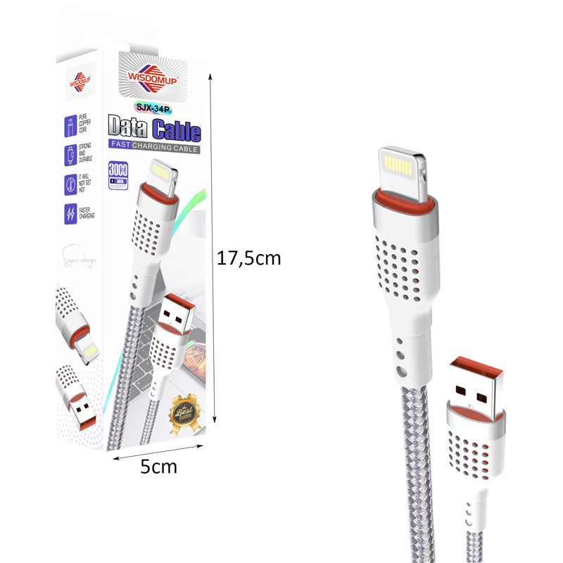 Wisdomup Καλώδιο Φόρτισης USB σε Lightning Ταχείας Φόρτισης SJX-34P - USB to Lightning Fast Charging Cable OEM