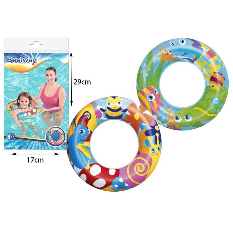 Bestway Παιδικό Φουσκωτό Σωσίβιο 56cm #36013-Sweet Creature Swim Tube - Διάφανο - Μπλε - Ροζ OEM