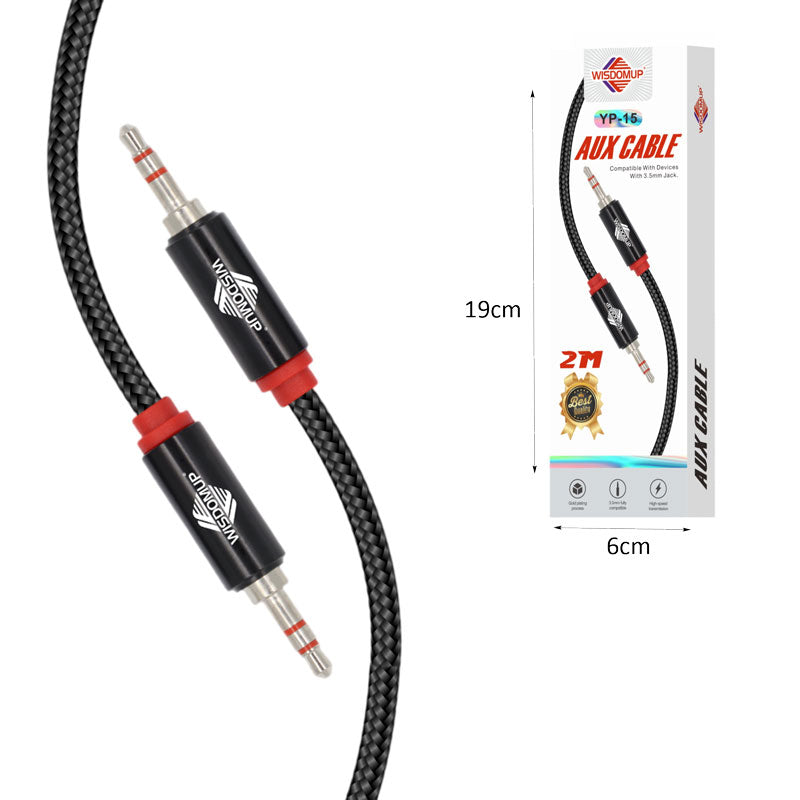 Wisdomup Καλώδιο Ήχου AUX 3.5mm 2 Μέτρα Ενισχυμένο YP-15 - AUX Audio Cable 3.5mm 2 Meters Reinforced OEM