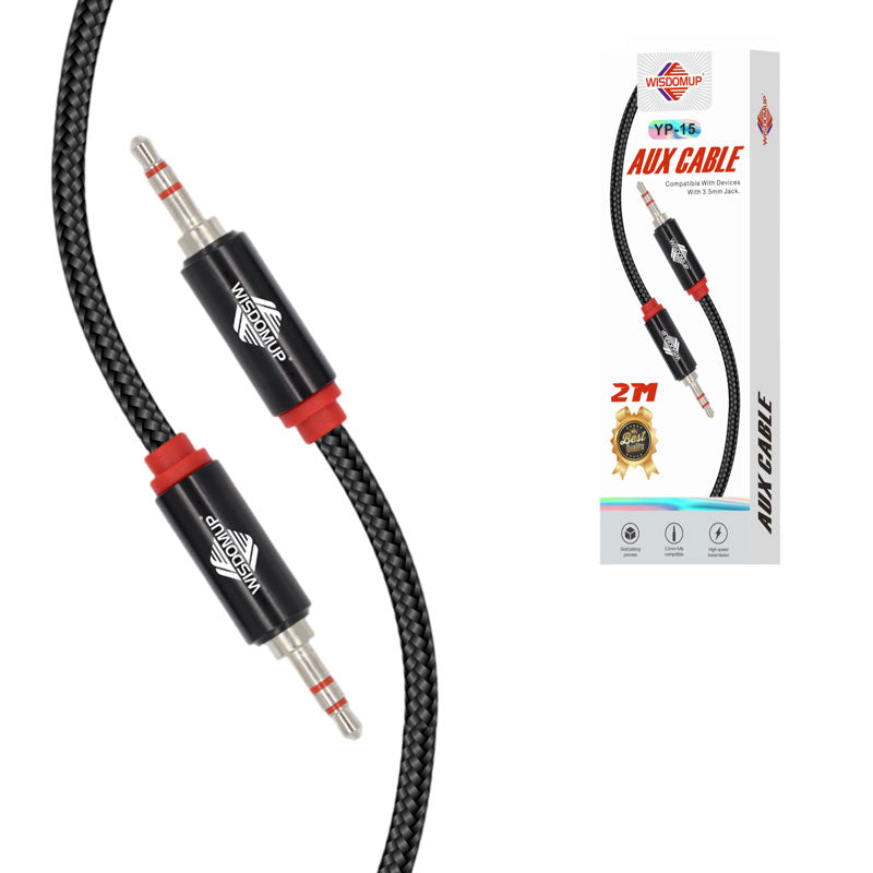 Wisdomup Καλώδιο Ήχου AUX 3.5mm 2 Μέτρα Ενισχυμένο YP-15 - AUX Audio Cable 3.5mm 2 Meters Reinforced OEM