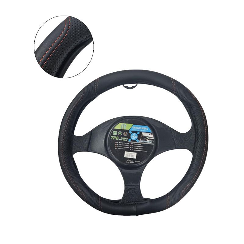 Universal Κάλυμμα Τιμονιού Δερματίνη 37,5–39,5cm - Steering Wheel Cover Leatherette - Κόκκινο - Μπλε OEM