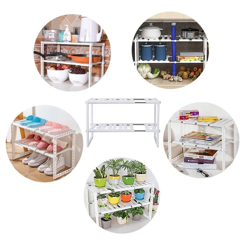 HFXQ Βάση Οργάνωσης Κουζίνας Διόροφη 50-70cm - Pool Space Arrangement Frame Kitchen Shelf Rack HFXQ