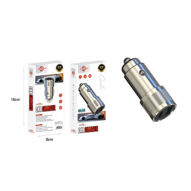 Wisdomup Φορτιστής Αυτοκινήτου με 2 θύρες CC-12 30W - PD + Fast car charger Wisdomup