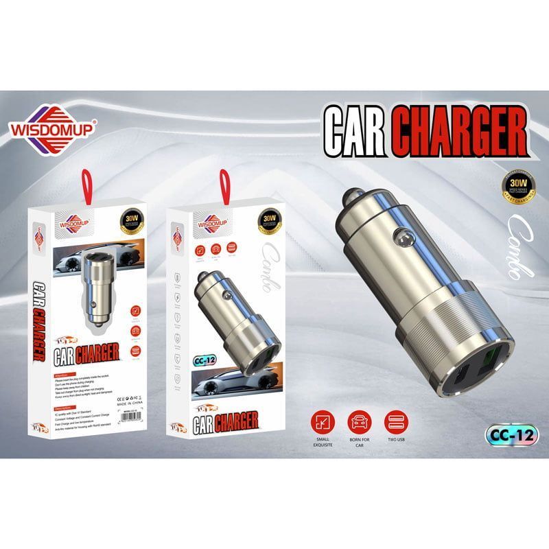 Wisdomup Φορτιστής Αυτοκινήτου με 2 θύρες CC-12 30W - PD + Fast car charger Wisdomup