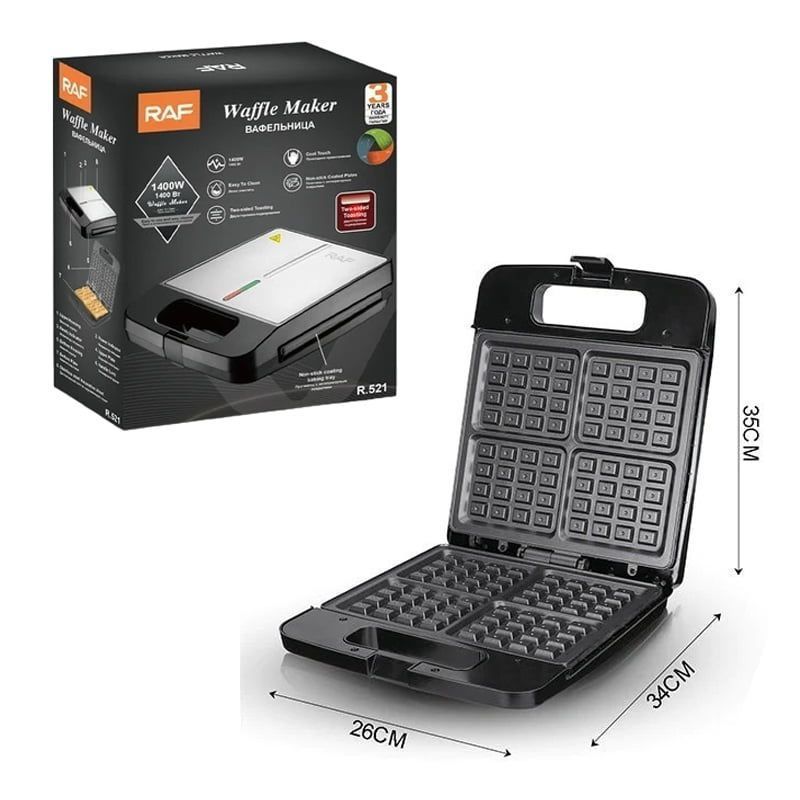 RAF Βαφλιέρα 4 Θέσεων για Βαφλάκια 1400W R.521 - Waffle Maker RAF