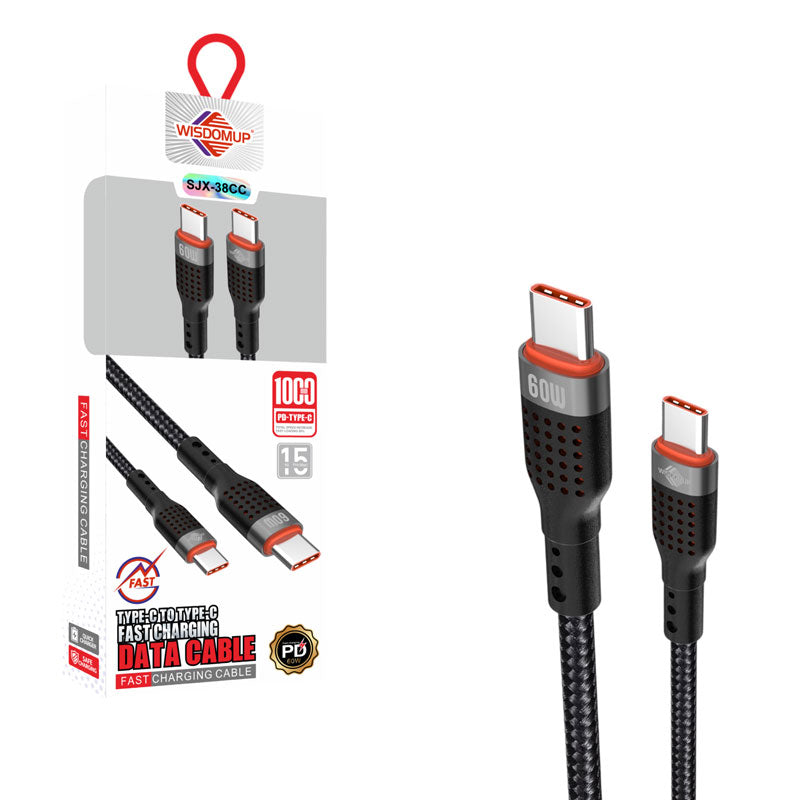 Wisdomup Καλώδιο Φόρτισης USB-C σε USB-C Ταχείας Φόρτισης 60W SJX-38CC- USB-C to USB-C Fast Charging Cable OEM