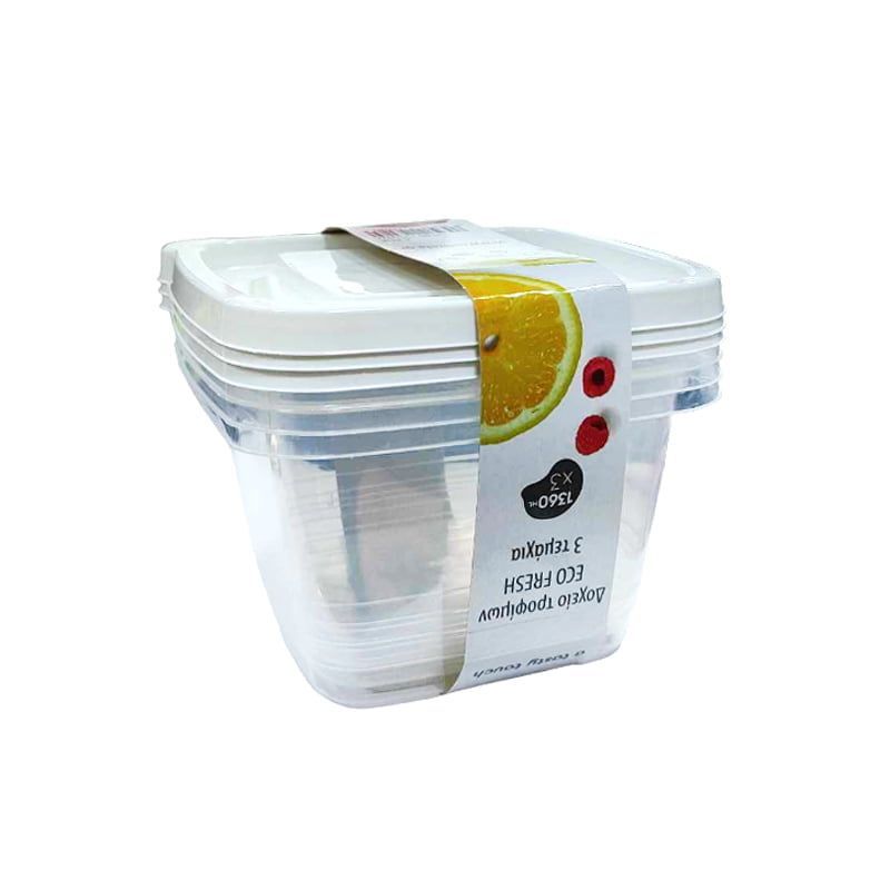Sidirela Δοχείο τροφίμων ECO FRESH 1360ml σετ 3τμχ - Food saver 3pcs SIDIRELA