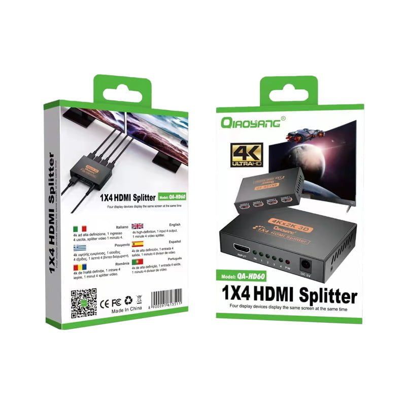 Qiaoyang HDMI splitter 1x4 Διαχωριστής σήματος από 1 είσοδο σε 4 εξόδους QA-HD60 Qiaoyang