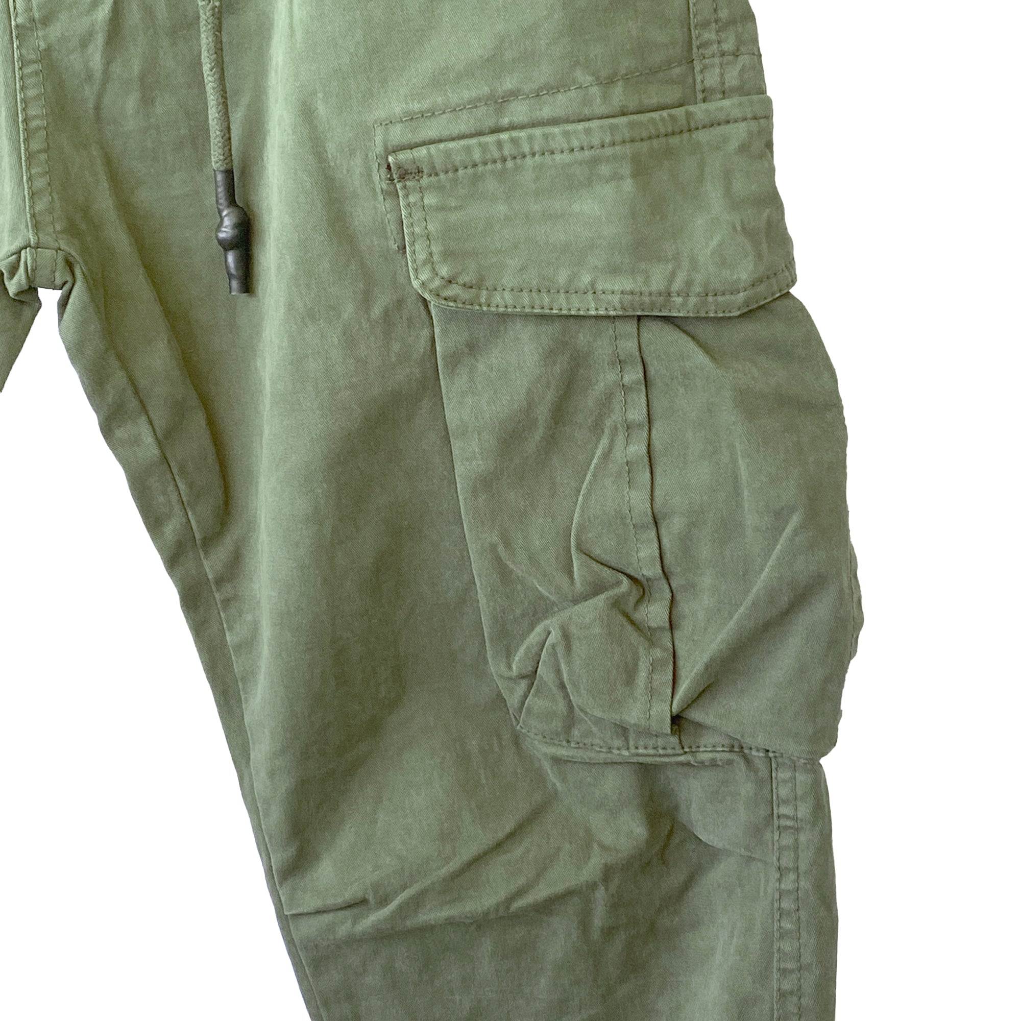 Ανδρικά παντελόνια cargo με λάστιχο Army green ANSIN