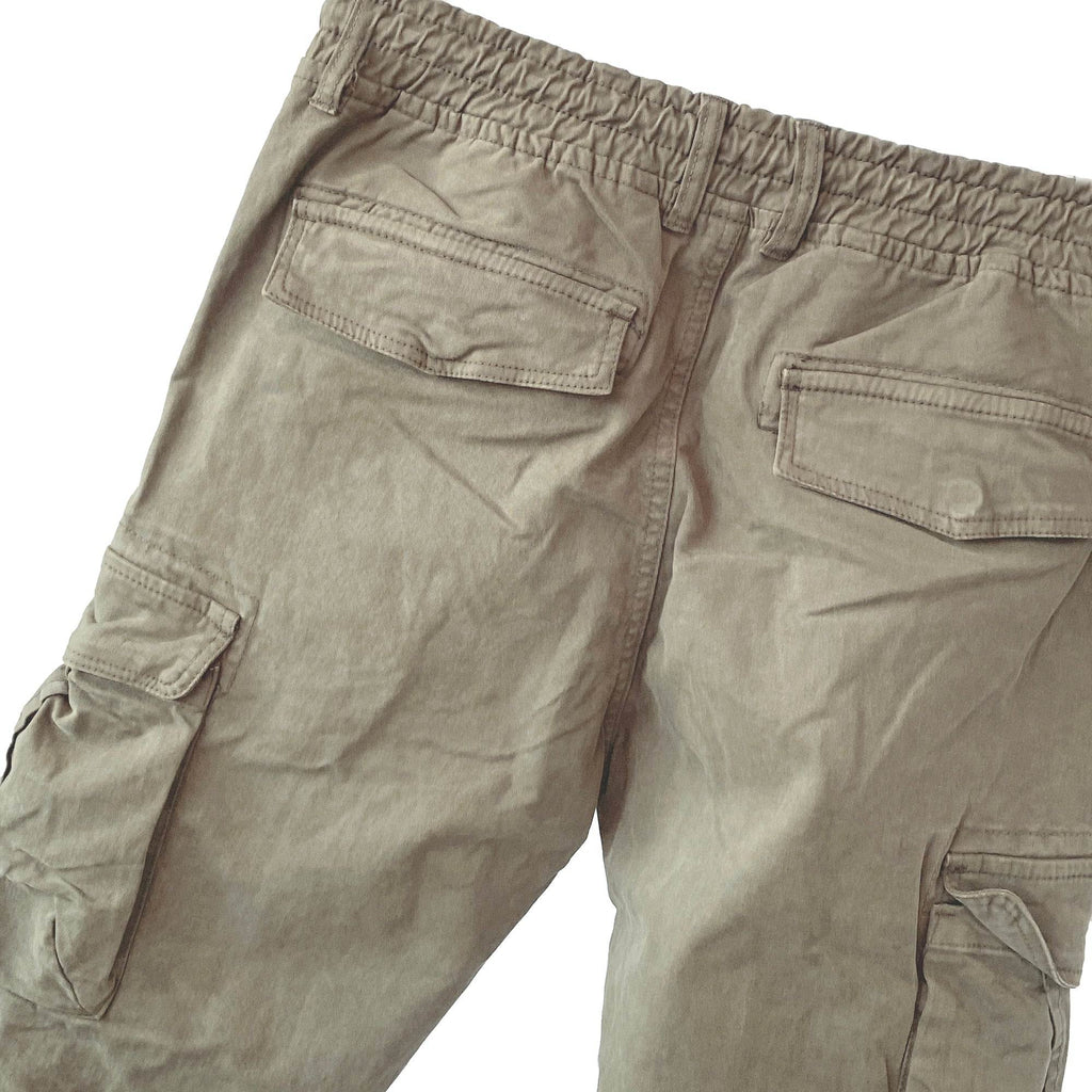 Ανδρικά παντελόνια cargo με λάστιχο Khaki ANSIN