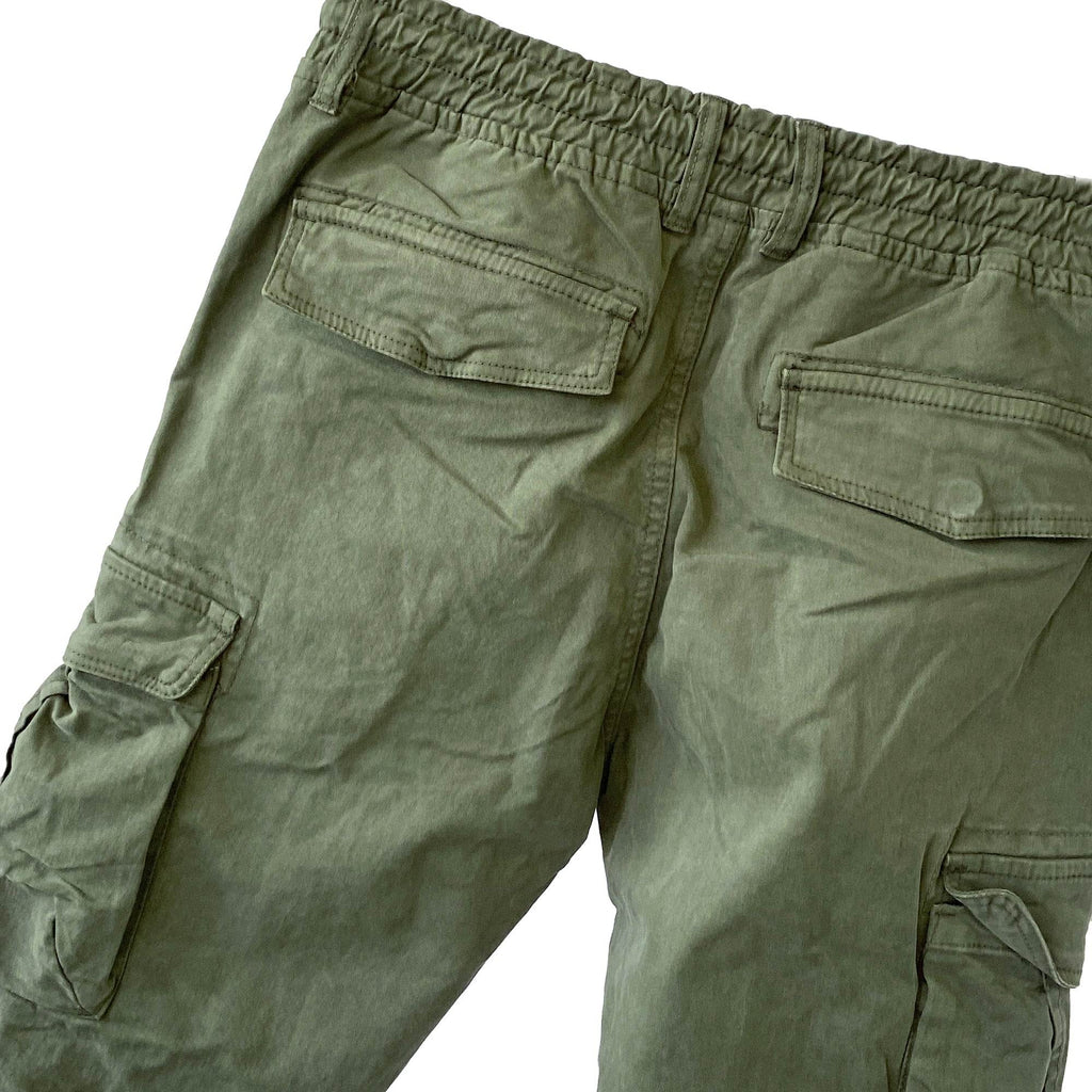 Ανδρικά παντελόνια cargo με λάστιχο Army green ANSIN