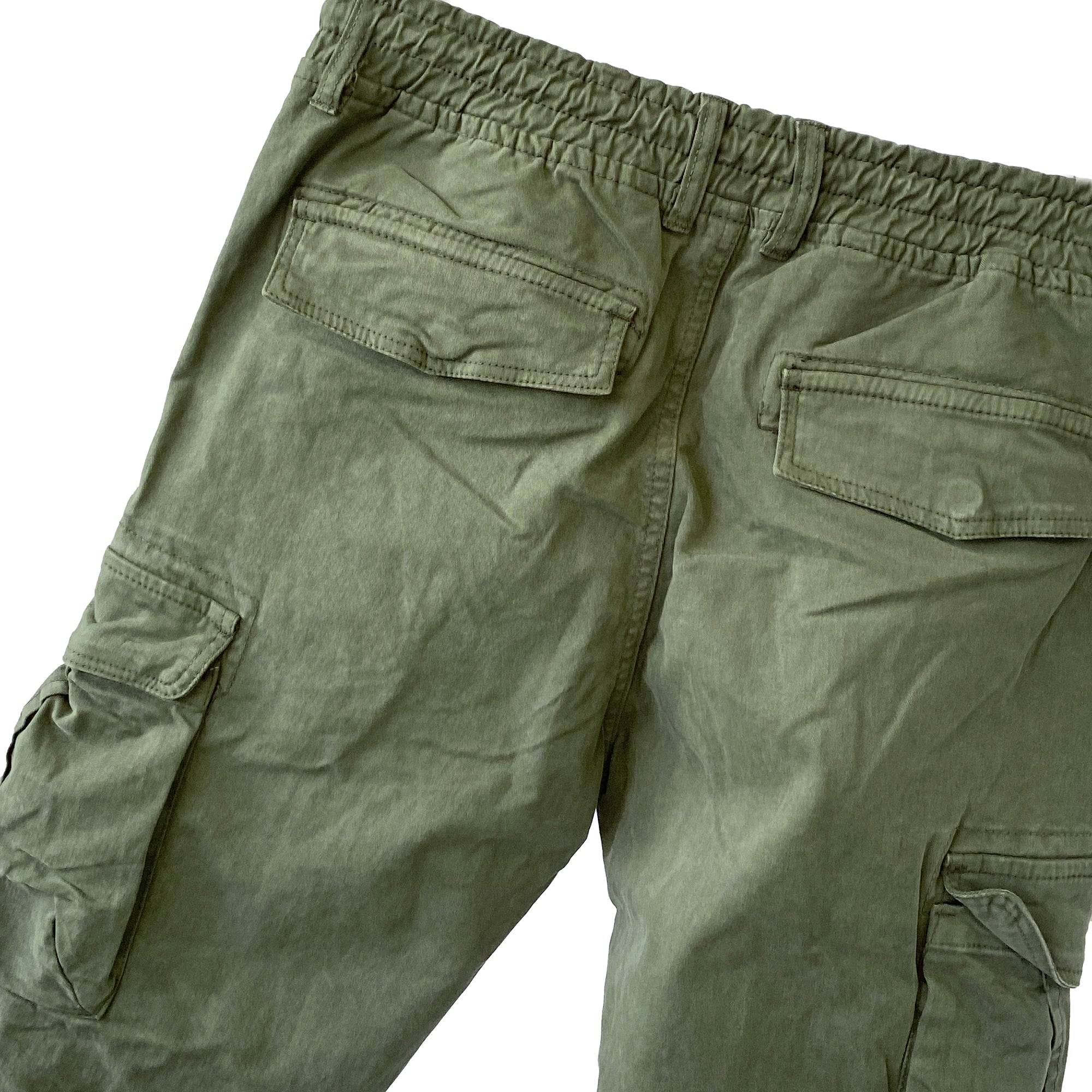 Ανδρικά παντελόνια cargo με λάστιχο Army green ANSIN