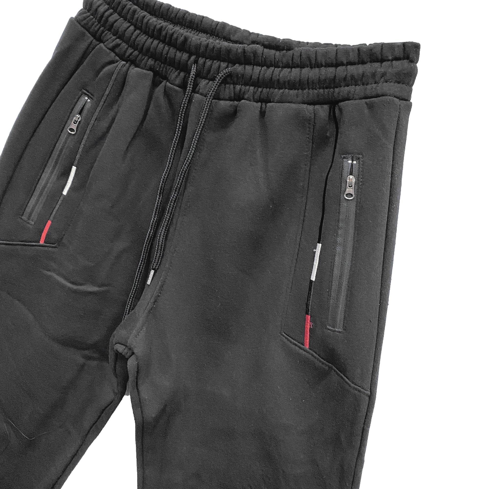 Ανδρική φόρμα παντελόνια fleece με λάστιχο Μαύρο ANSIN