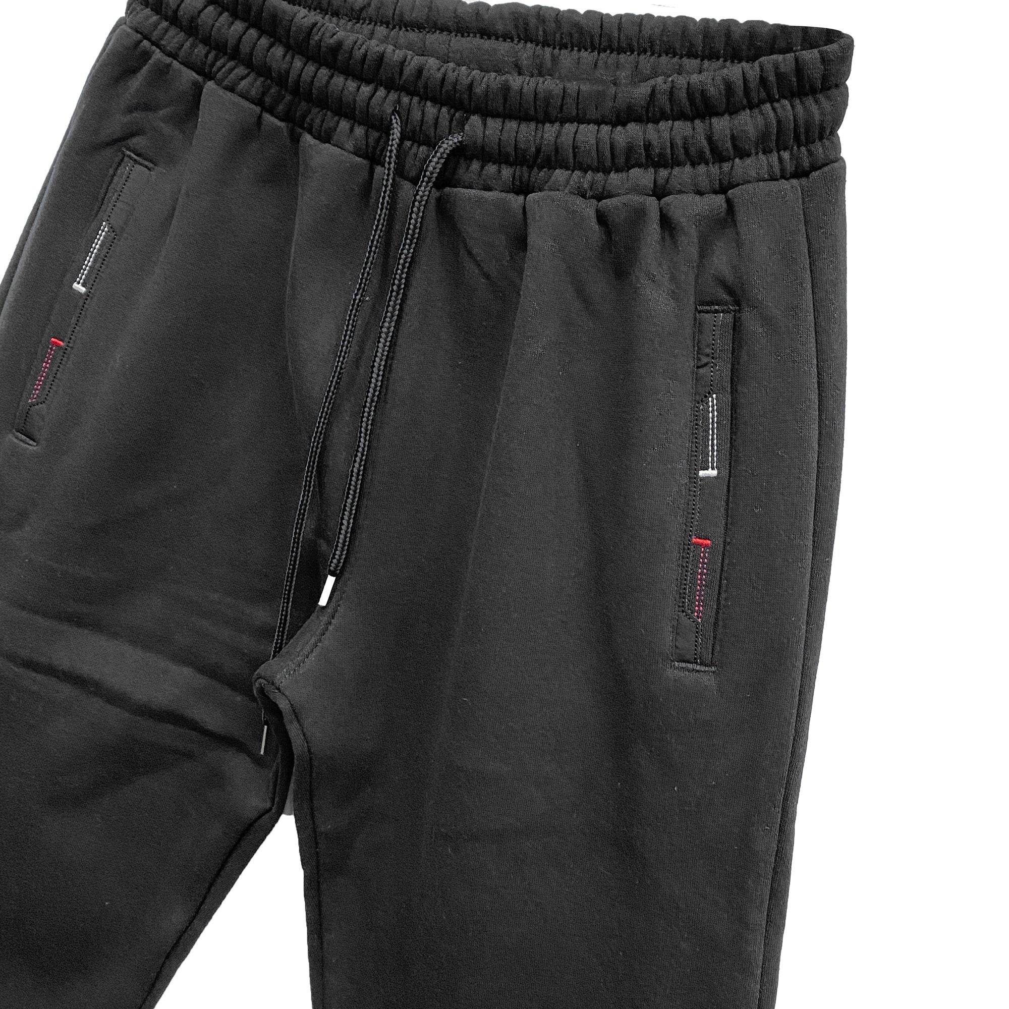 Ανδρική φόρμα παντελόνια fleece ίσια γραμμή Μαύρο ANSIN