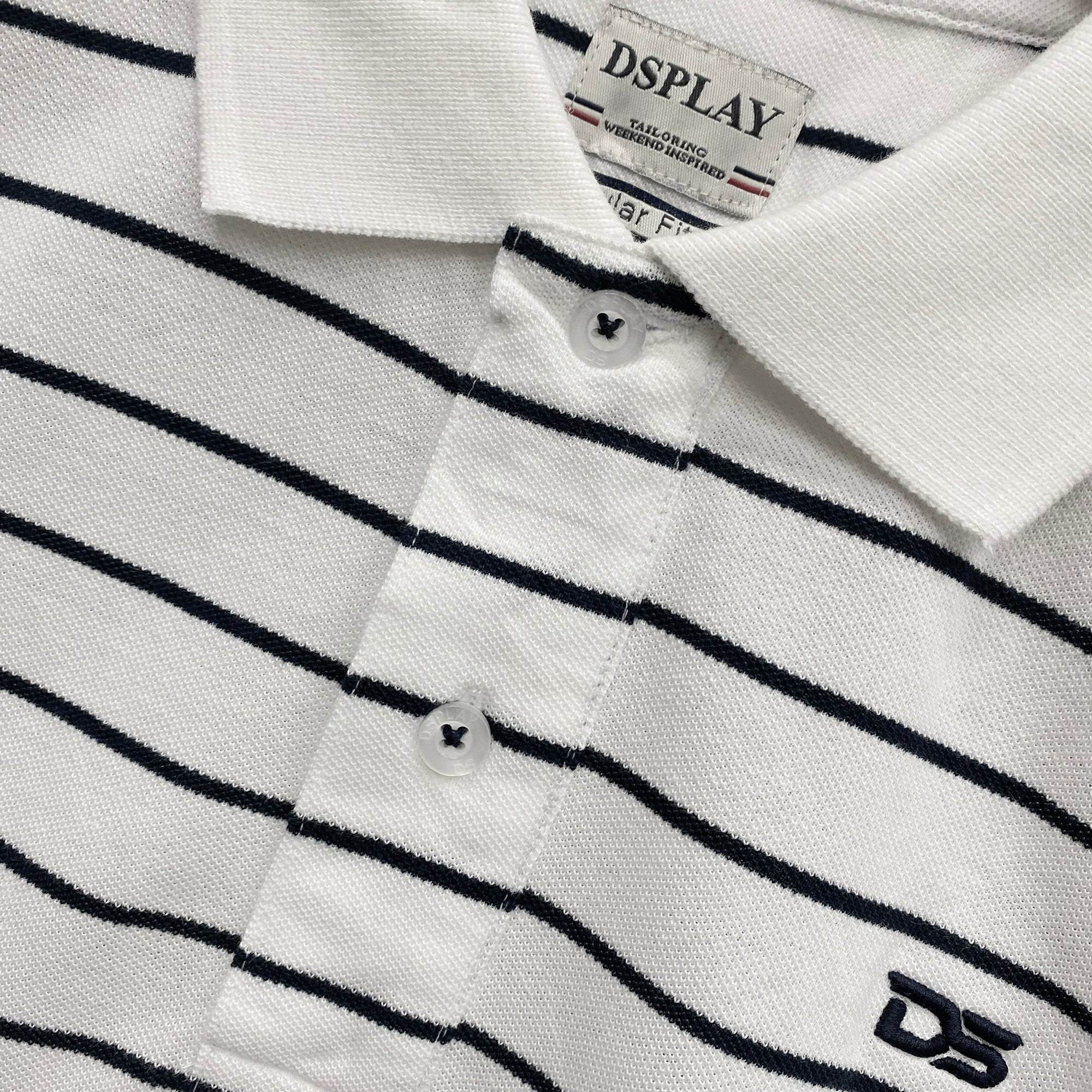Ανδρική ριγέ μπλούζα Polo ριγέ Λευκό ANSIN