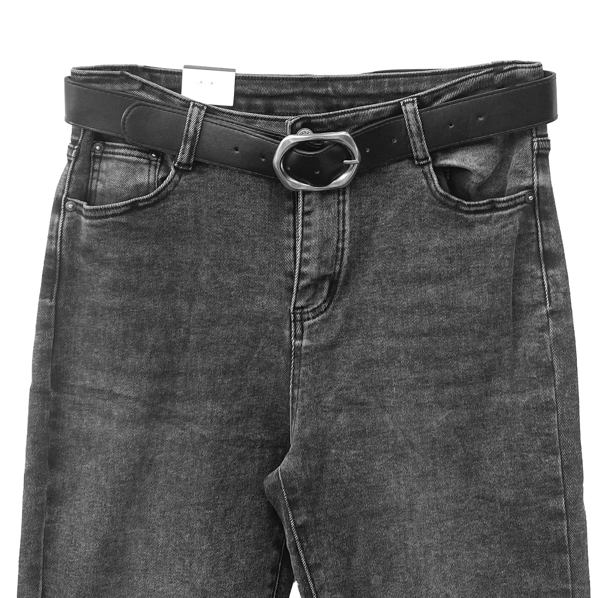 Γυναικείο τζιν παντελόνι ελαστικό με ζώνη Γκρι ANSIN