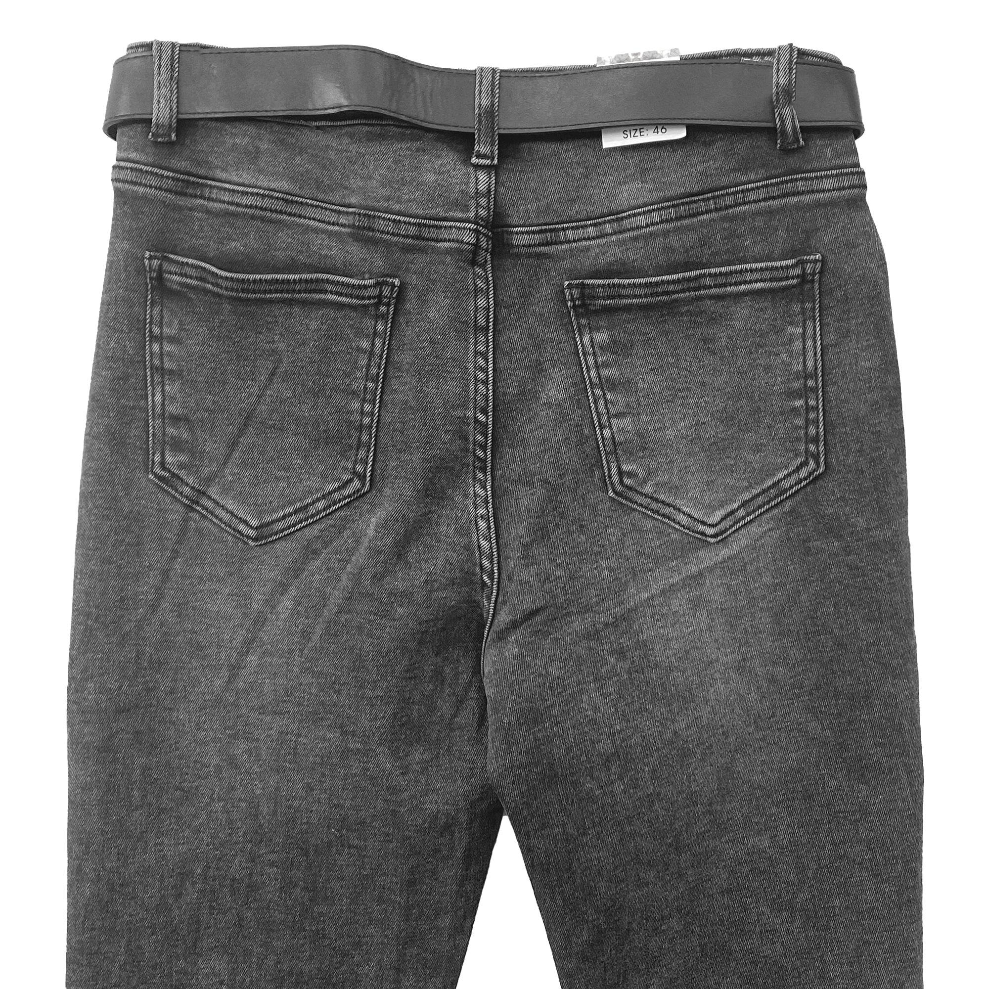 Γυναικείο τζιν παντελόνι ελαστικό με ζώνη Γκρι ANSIN