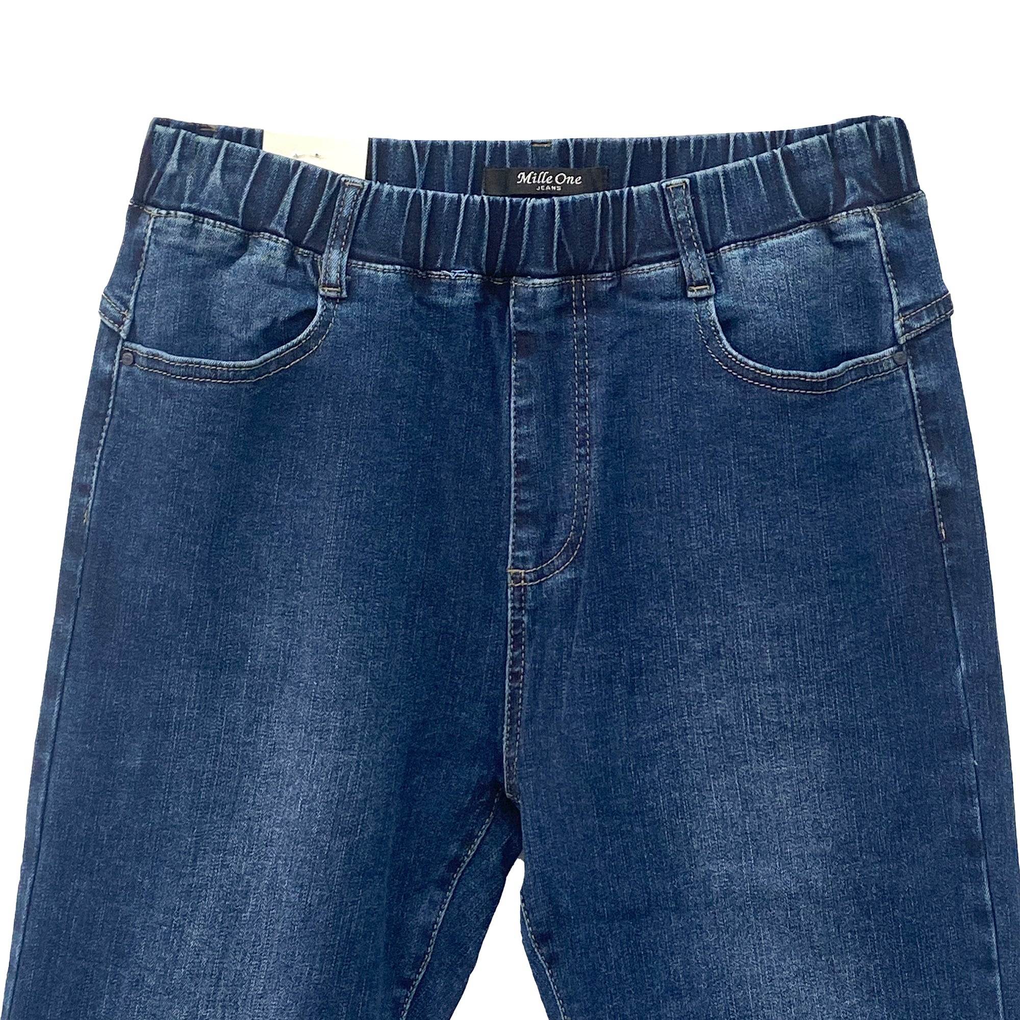 Γυναικείο τζιν παντελόνι με ελαστικό ζωνάρι Μπλε ANSIN