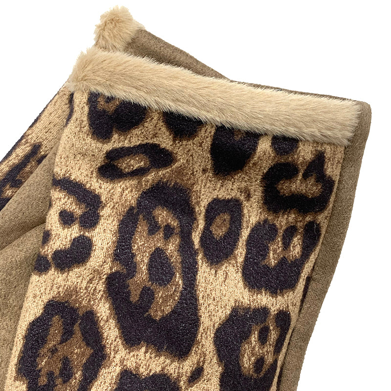 Γυναικεία γάντια animal print λεοπάρ με επένδυση ANSIN