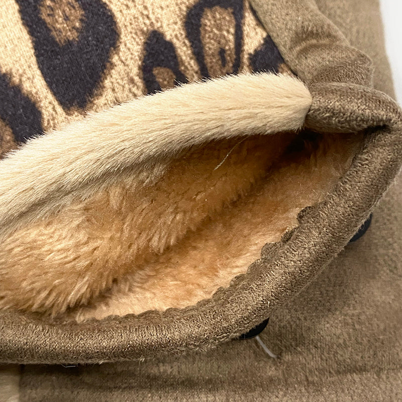 Γυναικεία γάντια animal print λεοπάρ με επένδυση ANSIN