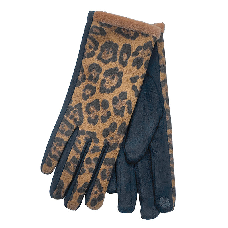 Γυναικεία γάντια animal print λεοπάρ με επένδυση ANSIN
