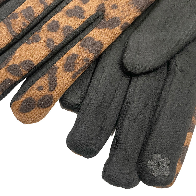Γυναικεία γάντια animal print λεοπάρ με επένδυση ANSIN