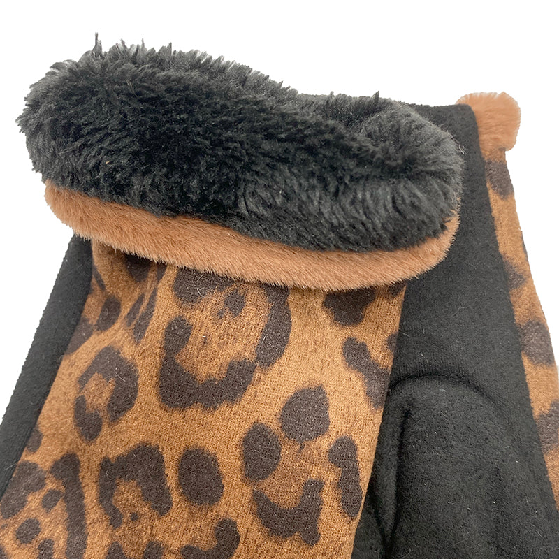 Γυναικεία γάντια animal print λεοπάρ με επένδυση ANSIN
