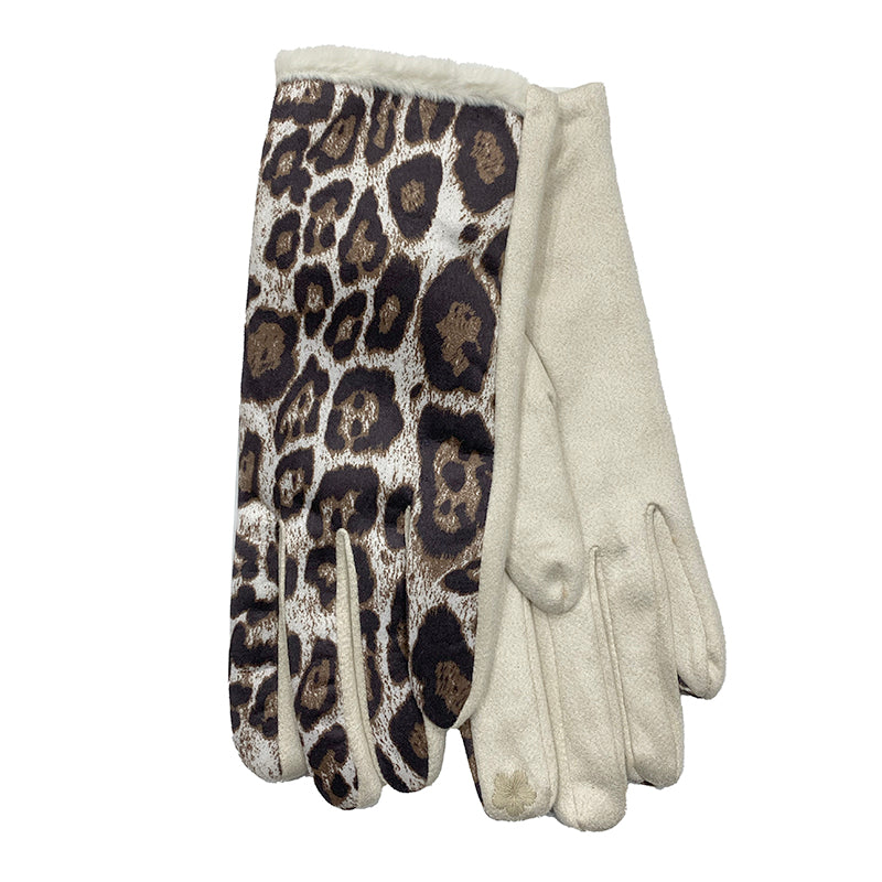 Γυναικεία γάντια animal print λεοπάρ με επένδυση ANSIN