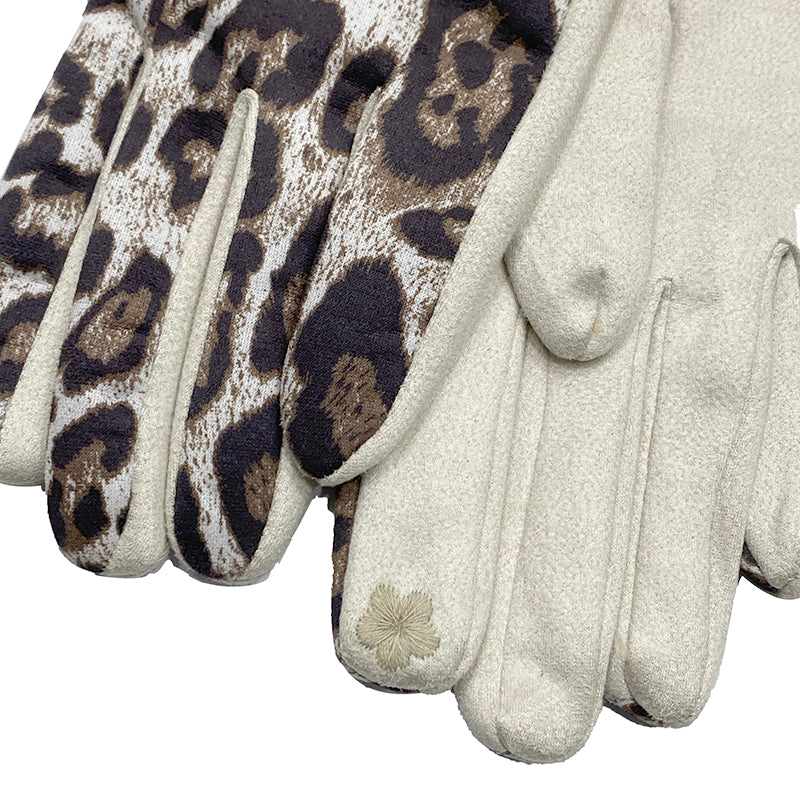 Γυναικεία γάντια animal print λεοπάρ με επένδυση ANSIN