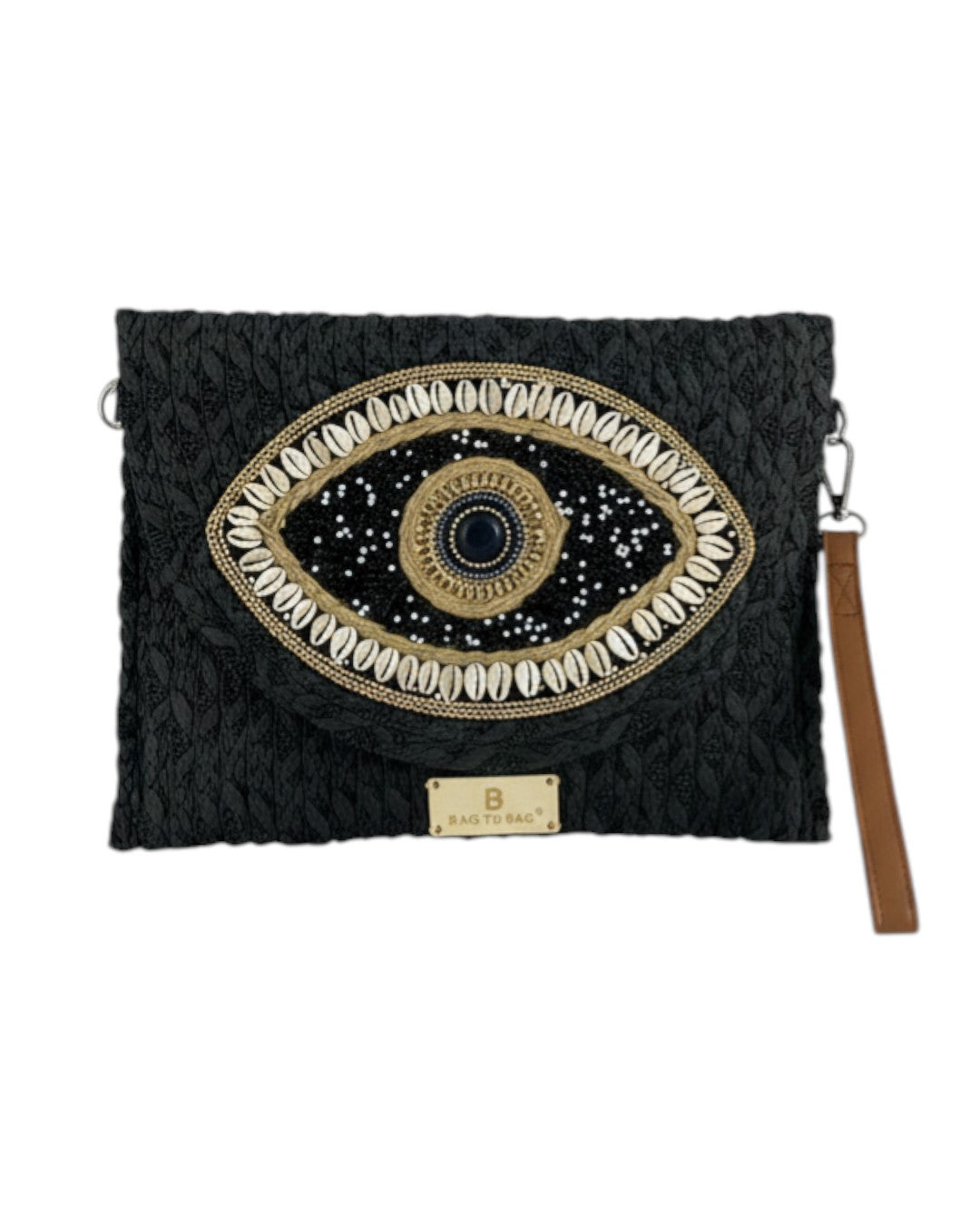 Ψάθινη τσάντα χειρός XY-2613 - Μαύρο BAG TO BAG