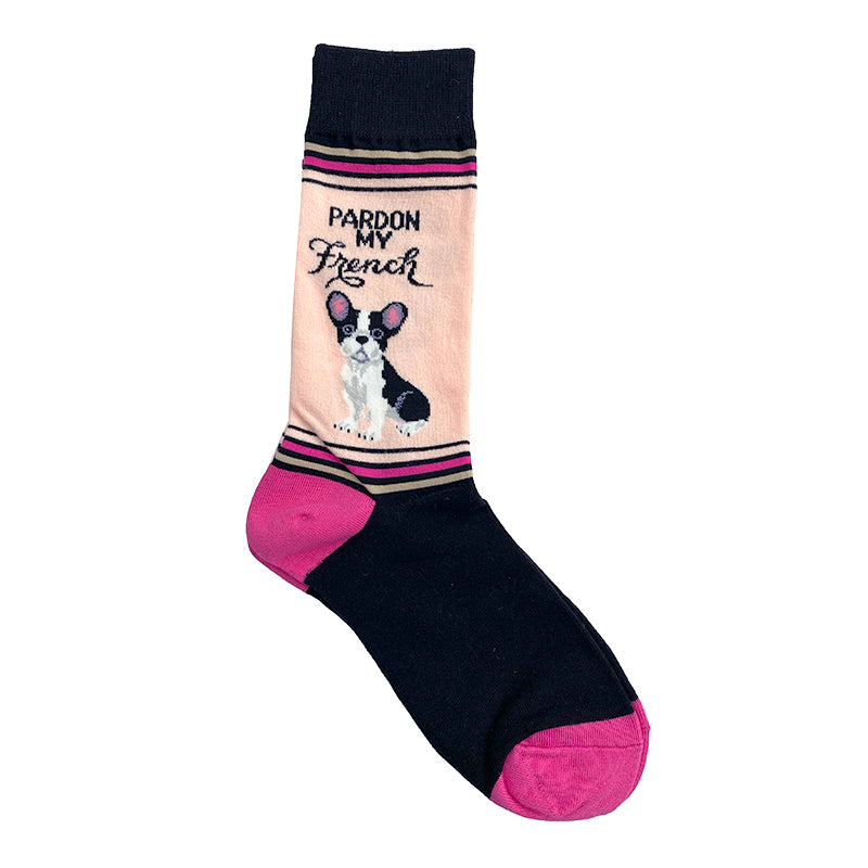 Κάλτσες χρωματιστές με σχέδια french bulldog 36-40 Ροζ US-001652 ANSIN