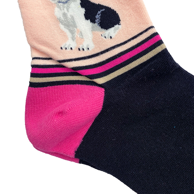Κάλτσες χρωματιστές με σχέδια french bulldog 36-40 Ροζ US-001652 ANSIN