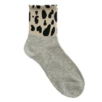 Γυνεικείες κάλτσες βαμβακερές με σχέδια animal print Μαύρο/Γκρι/Μπεζ ANSIN