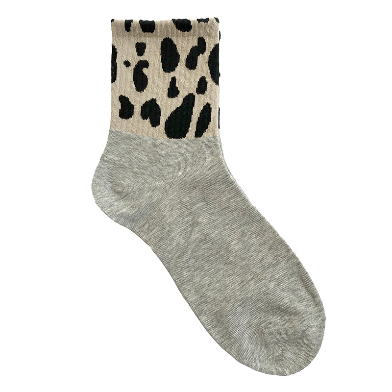 Γυνεικείες κάλτσες βαμβακερές με σχέδια animal print Μαύρο/Γκρι/Μπεζ ANSIN