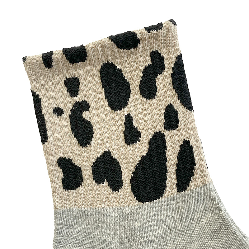 Γυνεικείες κάλτσες βαμβακερές με σχέδια animal print Μαύρο/Γκρι/Μπεζ ANSIN