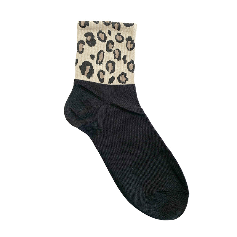 Γυνεικείες κάλτσες βαμβακερές με σχέδια animal print Μαύρο/Γκρι/Μπεζ ANSIN