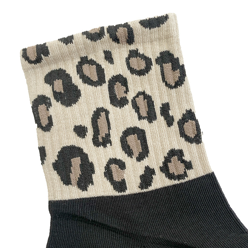 Γυνεικείες κάλτσες βαμβακερές με σχέδια animal print Μαύρο/Γκρι/Μπεζ ANSIN