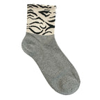Γυνεικείες κάλτσες βαμβακερές με σχέδια animal print Μαύρο/Γκρι/Μπεζ ANSIN