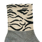 Γυνεικείες κάλτσες βαμβακερές με σχέδια animal print Μαύρο/Γκρι/Μπεζ ANSIN
